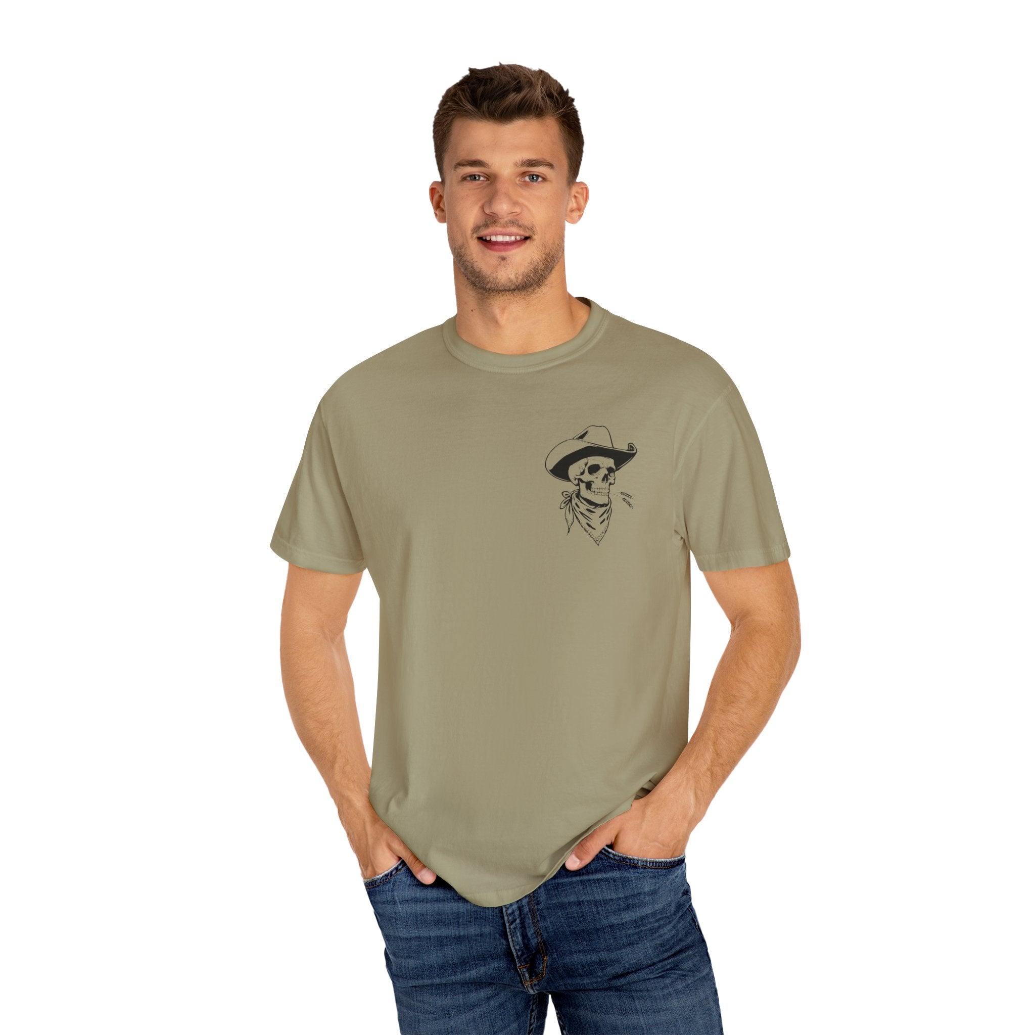 Western Skull Graphic T-Shirt, Unisex Casual Tee, Boho Style Top, Gift for Cowboy Lovers, Festival Wear, Comfortable Everyday Shirt