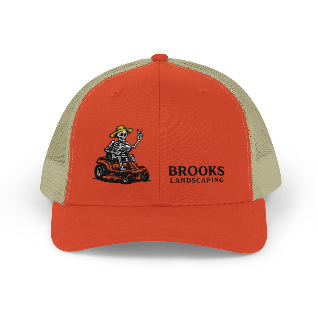 Brooks Landscaping Embroidered Trucker Cap — Mower Logo Snapback