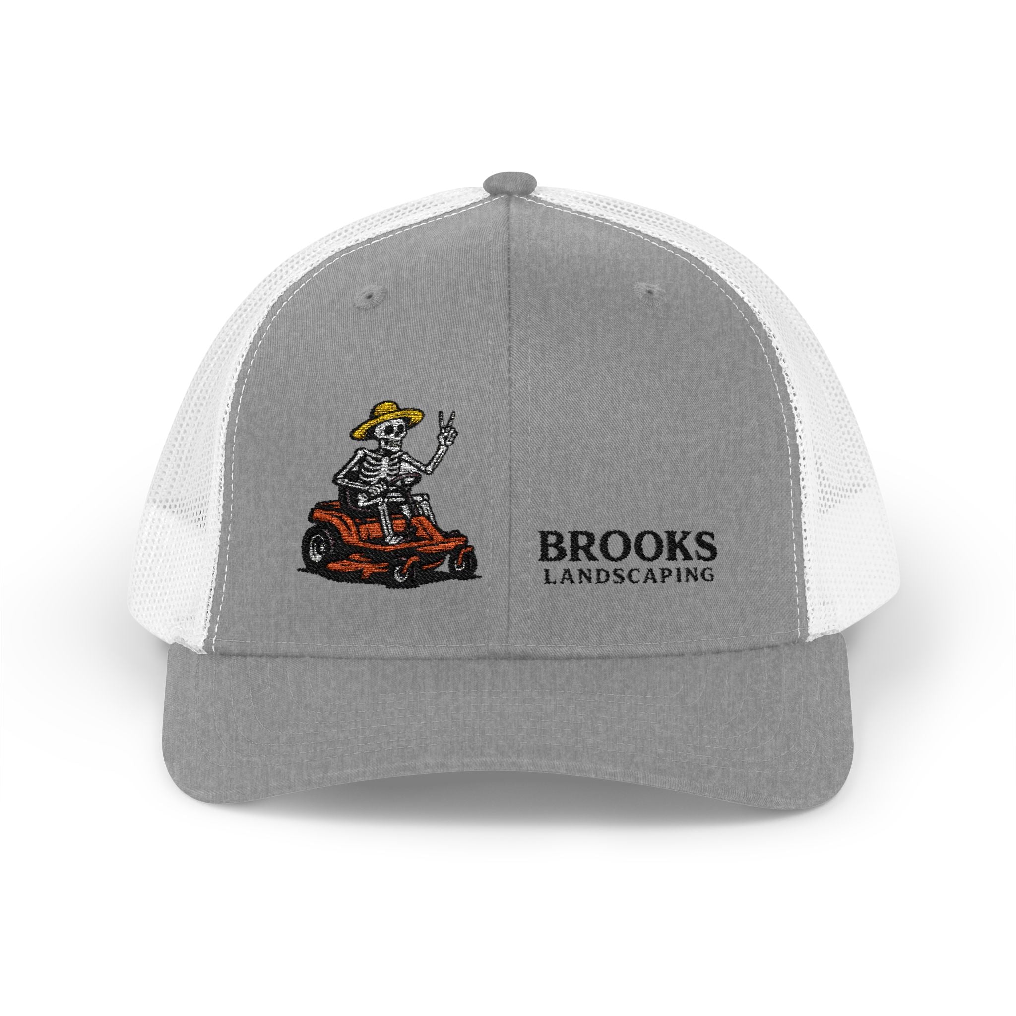 Brooks Landscaping Embroidered Trucker Cap — Mower Logo Snapback