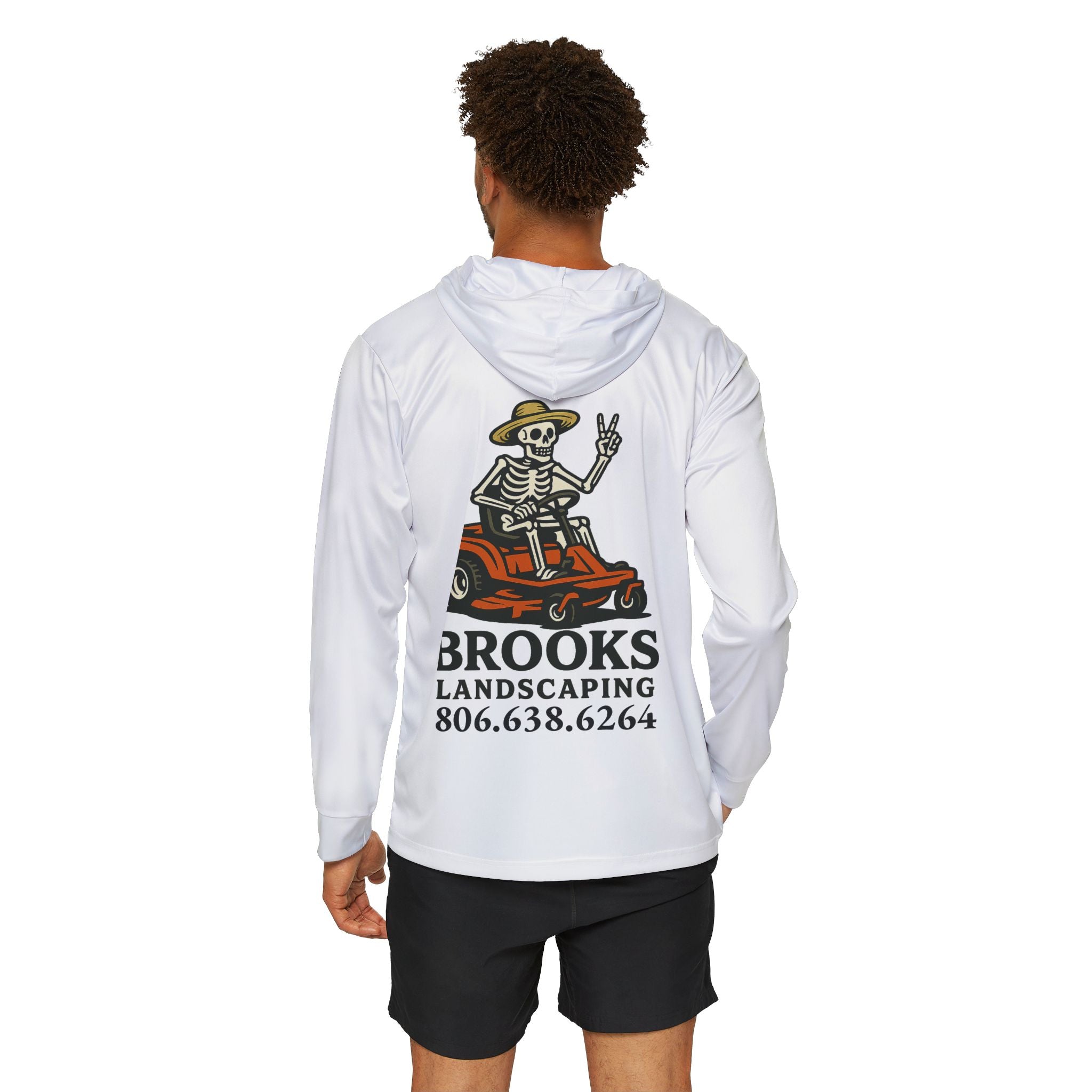 Landscaping Hoodie — Brooks Landscaping Skeleton Mower Logo Sports Warmup Hoodie