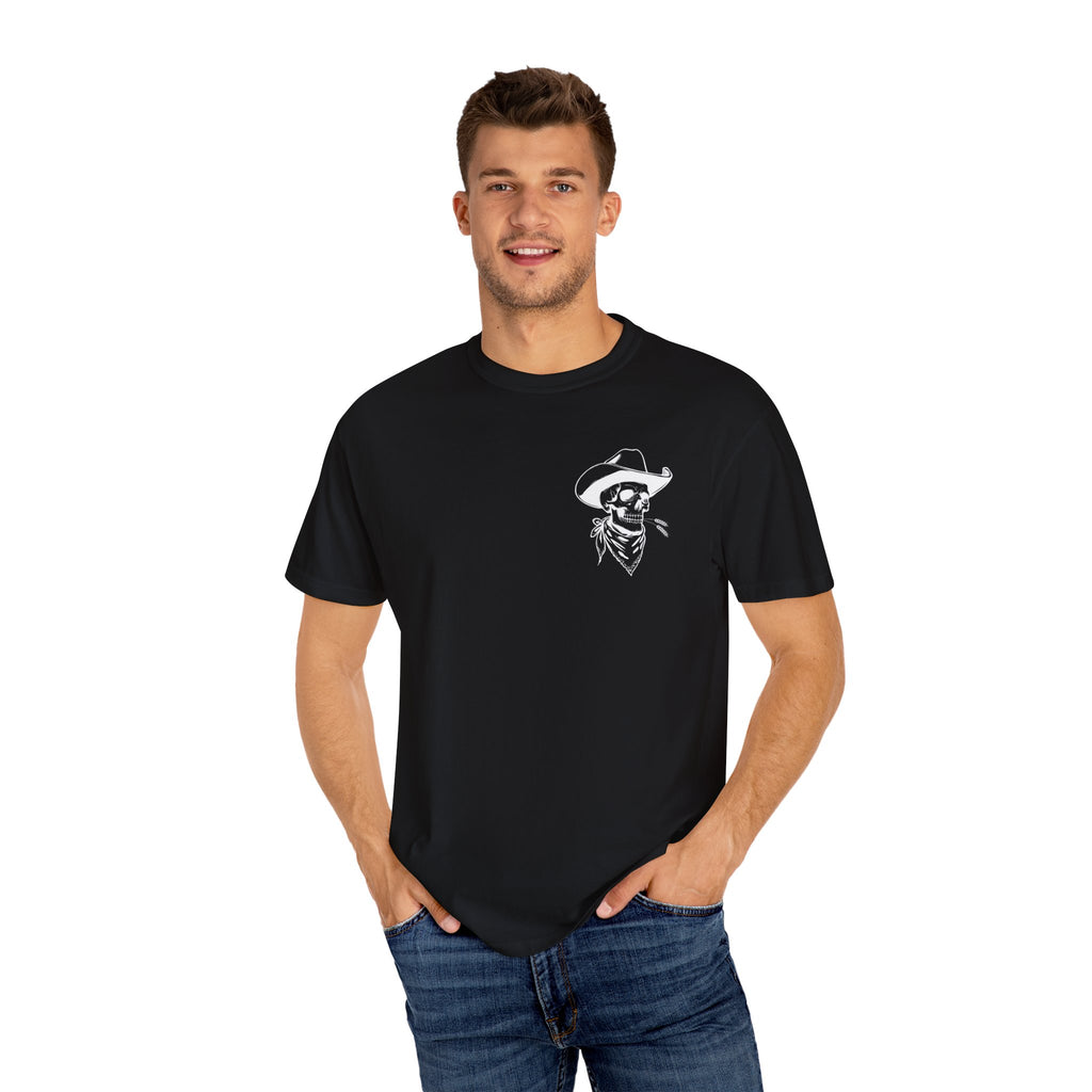 Western Skull Graphic T-Shirt, Unisex Casual Tee, Boho Style Top, Gift for Cowboy Lovers, Festival Wear, Comfortable Everyday Shirt