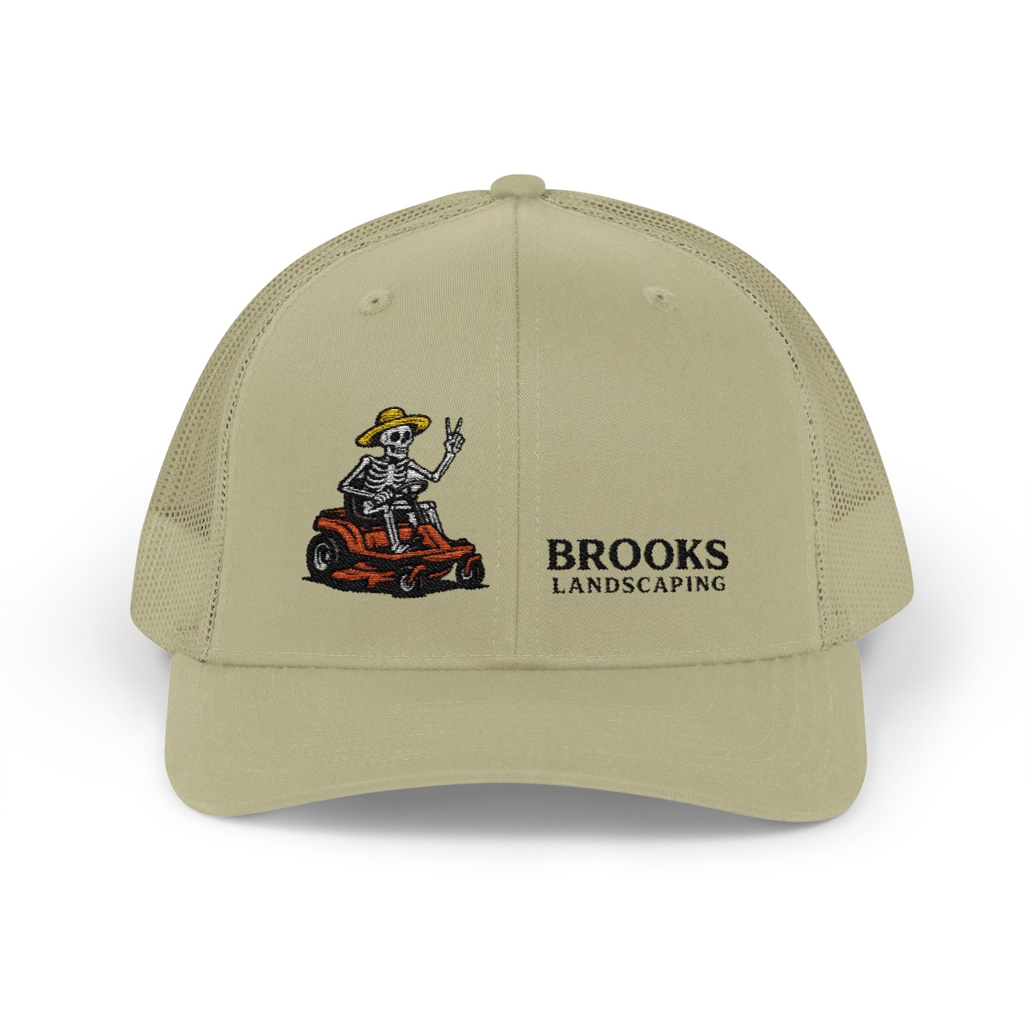 Brooks Landscaping Embroidered Trucker Cap — Mower Logo Snapback