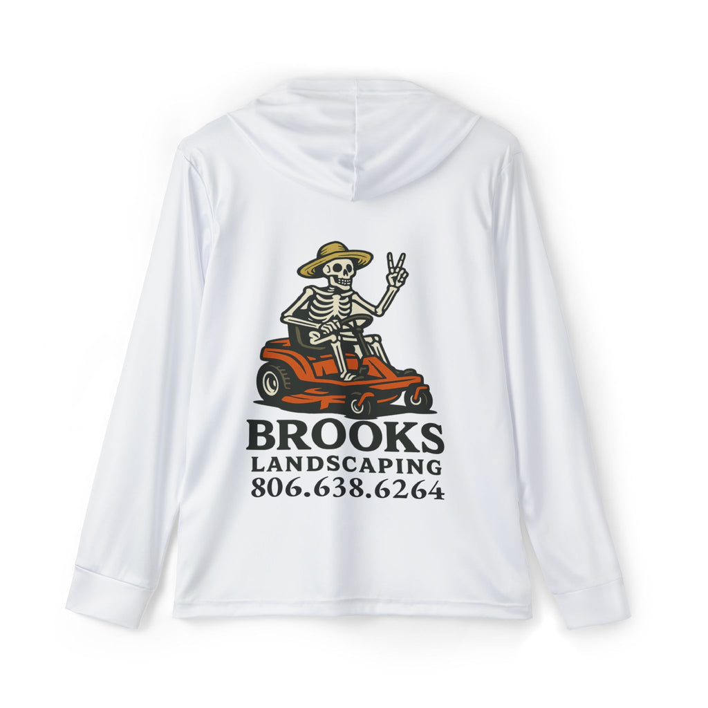 Landscaping Hoodie — Brooks Landscaping Skeleton Mower Logo Sports Warmup Hoodie
