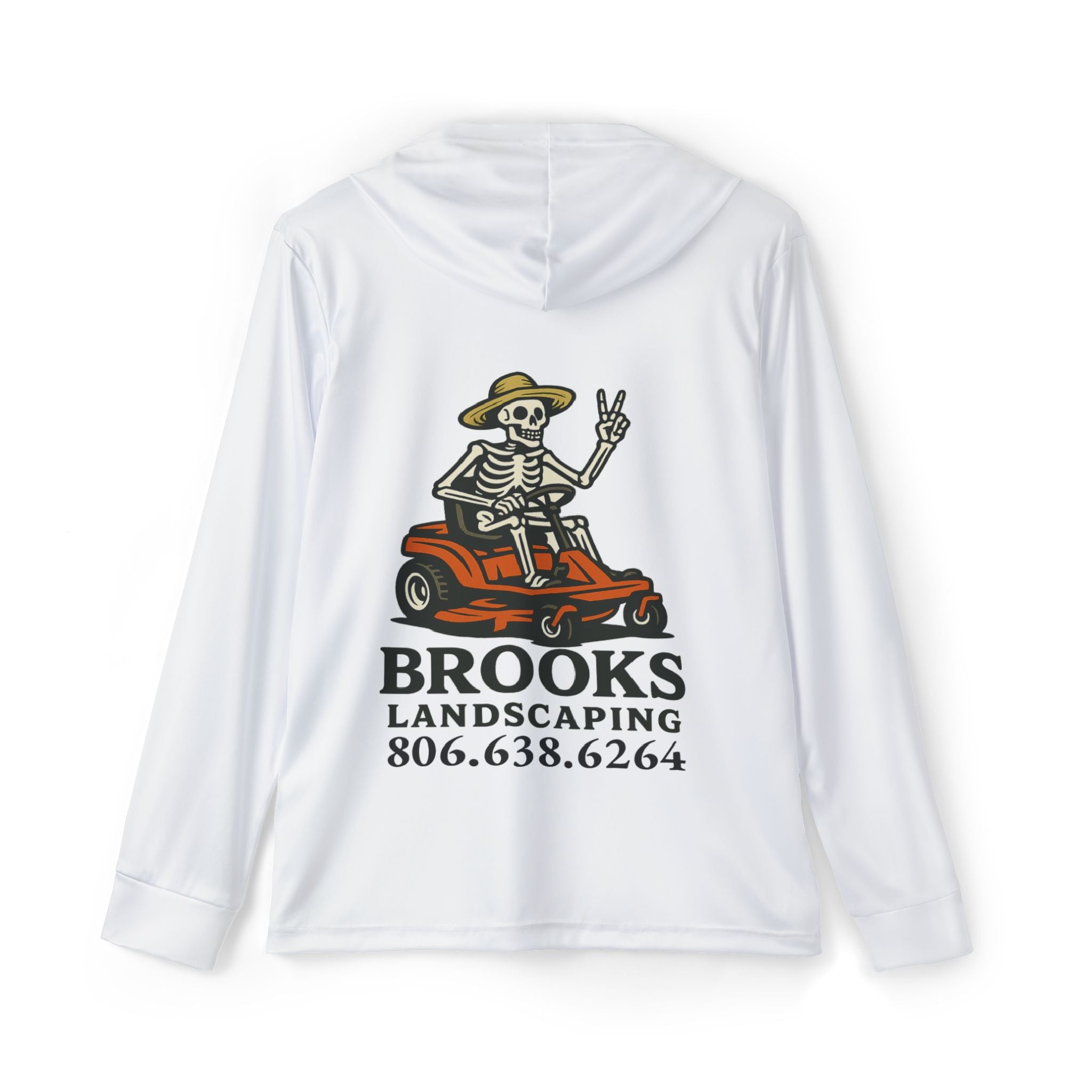 Landscaping Hoodie — Brooks Landscaping Skeleton Mower Logo Sports Warmup Hoodie