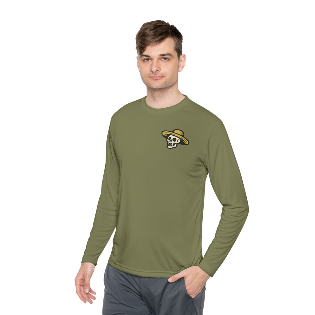 Landscaper Skull Long Sleeve Tee — 'Brooks Landscaping' Mower Logo Shirt