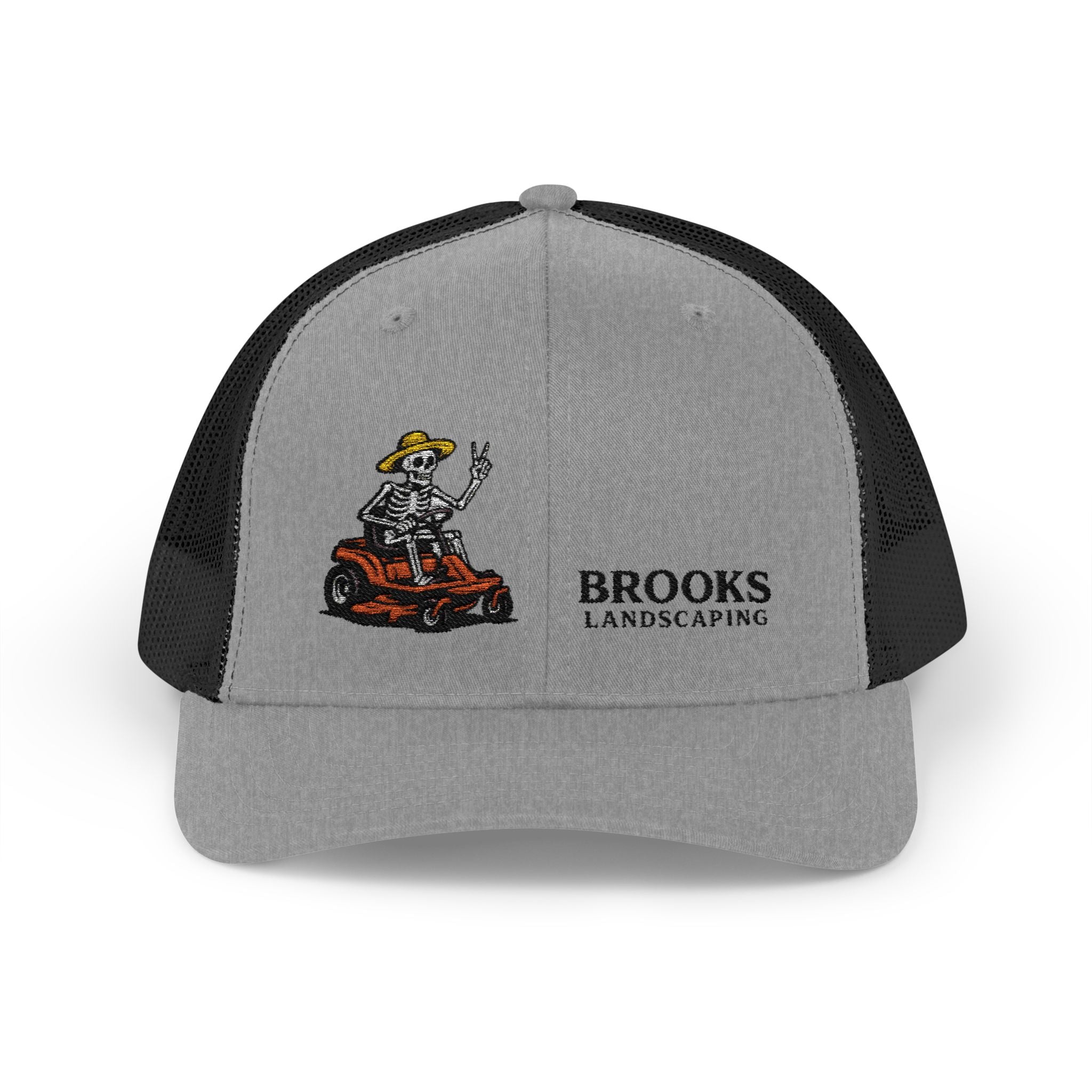 Brooks Landscaping Embroidered Trucker Cap — Mower Logo Snapback