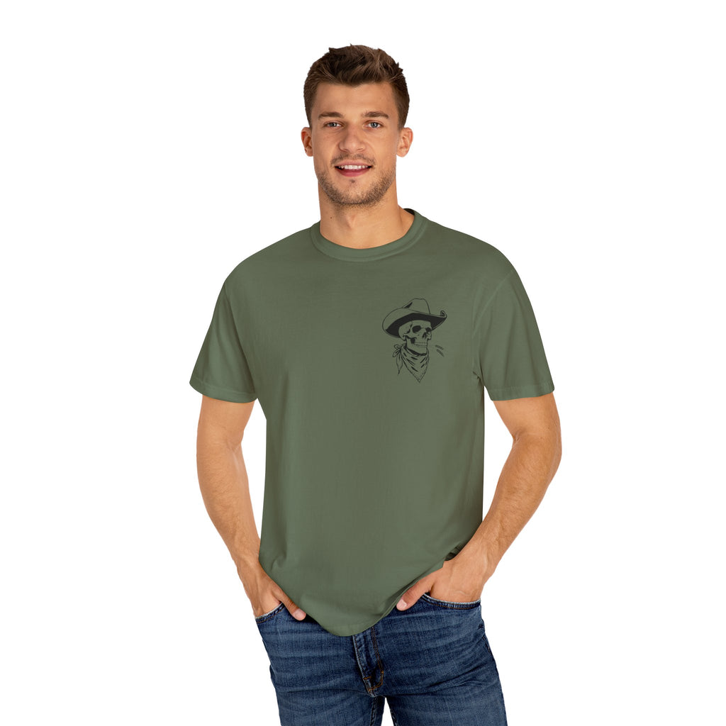 Western Skull Graphic T-Shirt, Unisex Casual Tee, Boho Style Top, Gift for Cowboy Lovers, Festival Wear, Comfortable Everyday Shirt